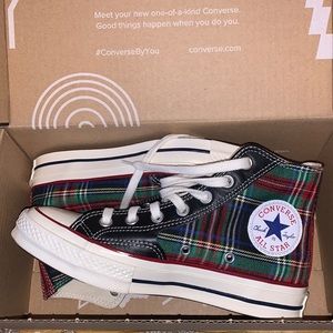 Custom Converse By You: Plaid body with Leather details